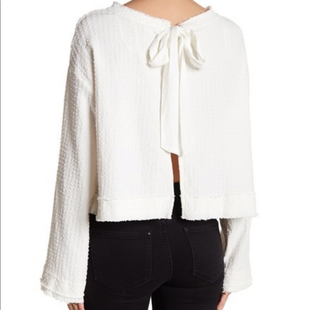 Free People Button Back Crop Shirt